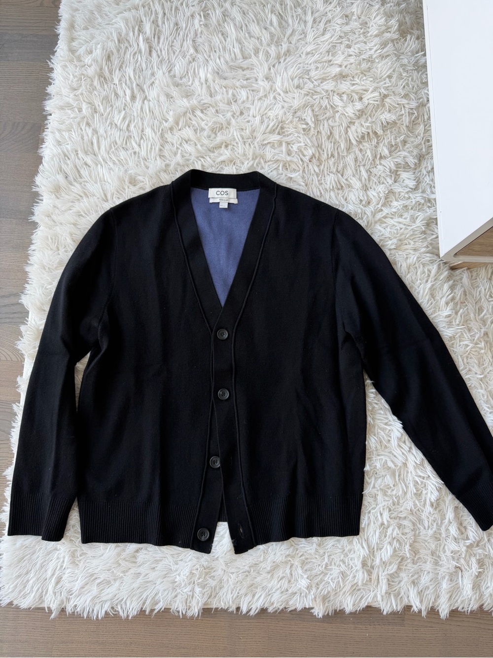 COS Black V-Neck Button-Front Cardigan